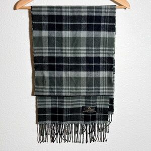 100% Cashmere Plaid Fringe Scarf Made in Germany Hand Tailored Academia Winter